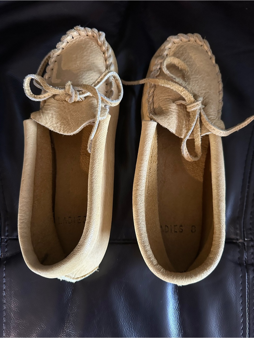 Women’s Leather Moccasin Loafers in Golden Tan